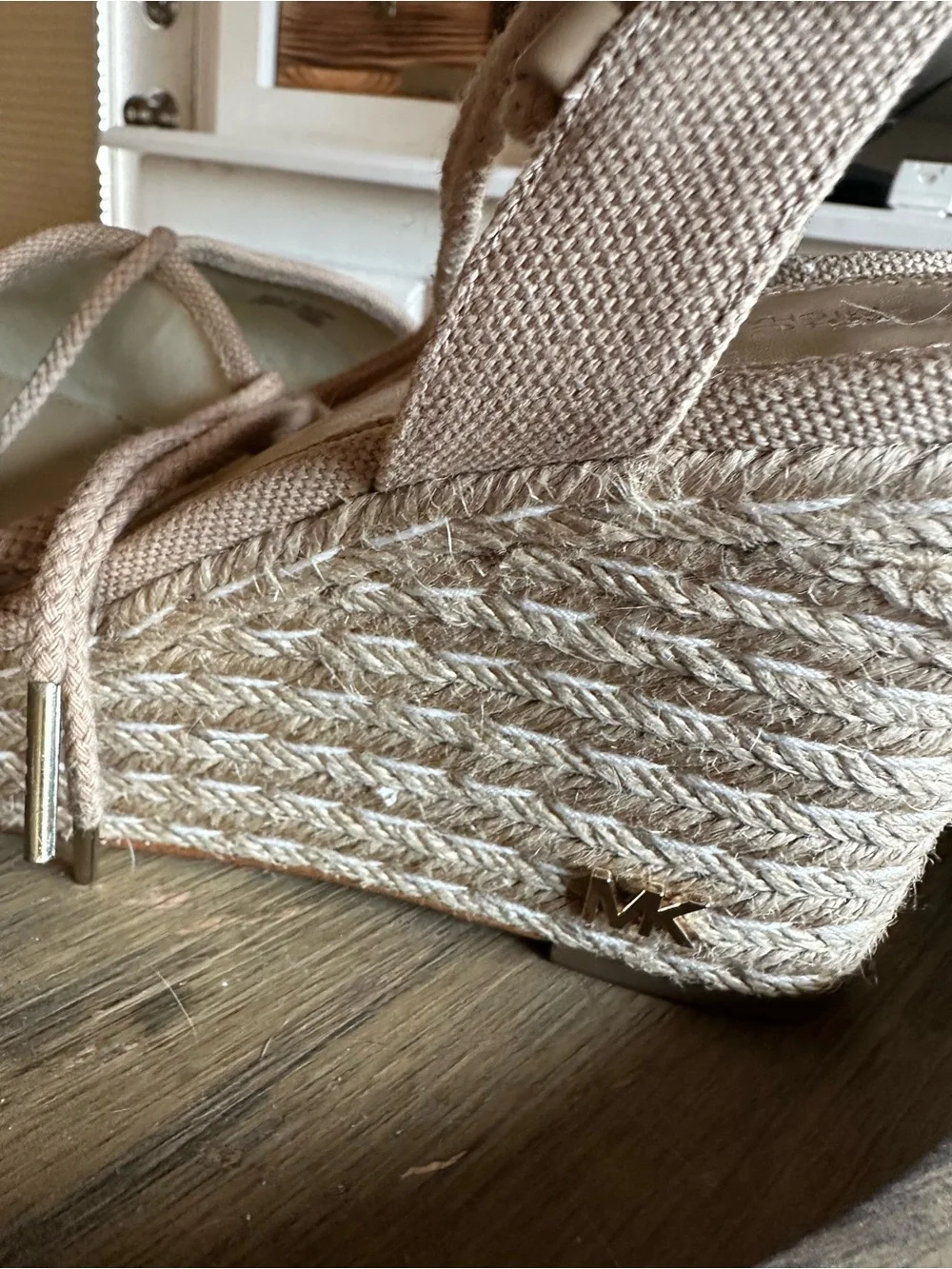 MICHAEL Michael Kors Blush Canvas Espadrille Wedge Sandals